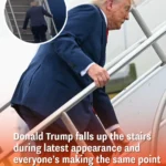 Donald Trump falls up the stairs during latest appearance